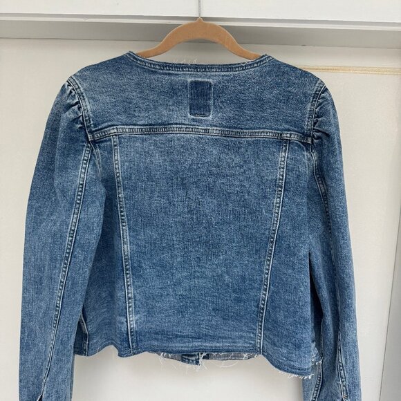 Collarless Cropped Icon Denim Jacket - Picture 5 of 7